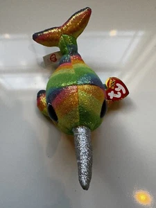 TY Beanie Boos 8" NORI Narwal Regenbogen Plüschtier Einhorn Wal Kuscheltier Neu mit Etikett - Bild 1 von 4