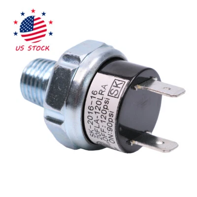 Переключатель давления воздуха резьба крепления бака 90-120 фунтов на квадратный дюйм 1/4 дюйма NPT 12 В/24 В для рупора поезда - Изображение 1 из 4