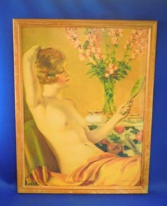 Vintage Vanity Fair Print of a Woman by Busch Framed - Print by Brown & Bigelow - Picture 1 of 8