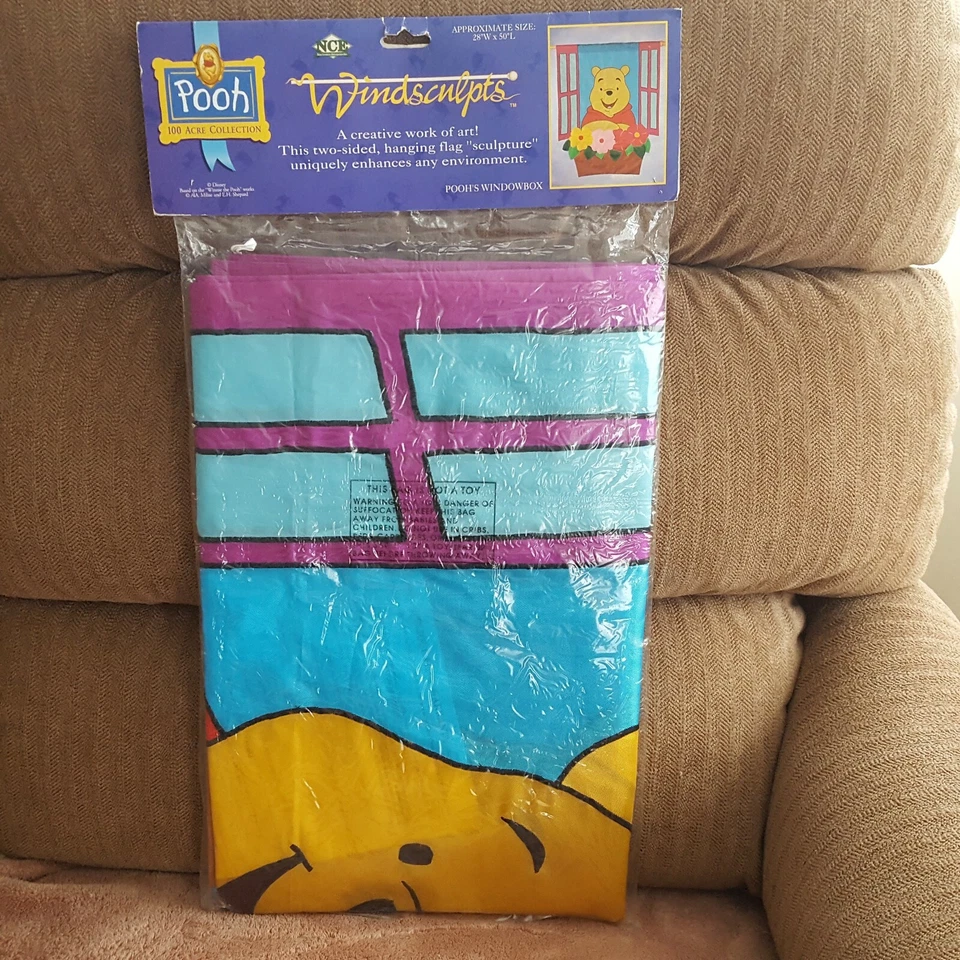 Winnie The Pooh Yard Flag 28 X 50" Flowers Window Windsculps