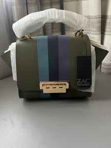 Zac Posen Olive Green New !!Leather eartha Crossbody Satchel With Gold Hardware. - Picture 1 of 4