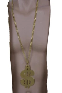 Men Hip Hop Big Necklace Gold Metal Chain Long American Dollar $ Solid Pendant - Picture 1 of 8