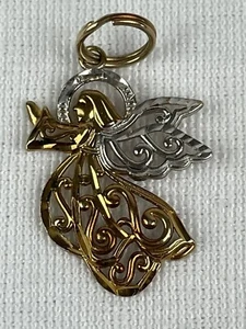 Michael Anthony 14k Yellow and White Gold Angel Pendant Filigree - Picture 1 of 4