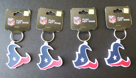 FOUR (4) HOUSTON TEXANS, FLEXIBLE KEY RINGS FROM WINCRAFT Cover