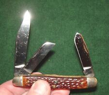 Vintage KUTMASTER Utica, NY Stockman Jigged Bone Handle 3 Blade Pocket Knife