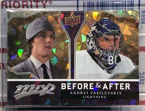 2021-22 UPPER DECK MVP HOCKEY ANDREI VASILEVSKIY #BA-9, ANTES Y DESPUÉS, HIELO DORADO - Imagen 1 de 2