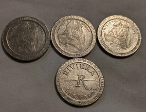 4 Riviera Casino $1 One Dollar Tokens Las Vegas Nevada 1980-86 DZ - Picture 1 of 6