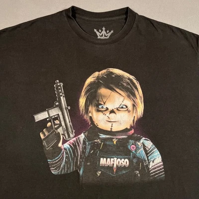 Camiseta Chucky Mafioso Para Hombres 2XL Negra Película de Terror Camiseta Estampado Gráfico Foto 1 de 4