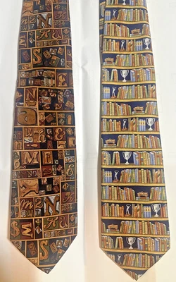 Designer Silk Neckties Books and Letterpress "Type Tray" by Alynn Neckwear - Image 1 of 2