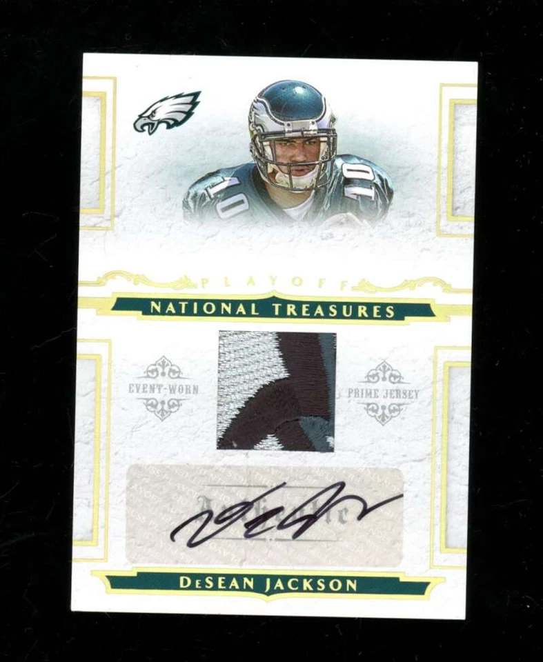 2008 Playoff National Treasures DeSean Jackson Rookie Patch Auto /25 #124 SE1162 - Image 1 of 2