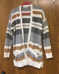 Staccato Damen vorne offen gestreift Strick Cardigan Pullover Taschen Größe Medium - Bild 1 von 7