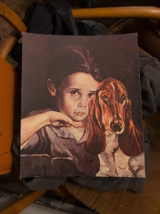 Vintage Lithium USA 10x11 Bild Mädchen und Hund - Bild 1 von 1