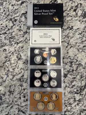 US Mint 2011 Silver Proof Coin Set With Box and COA Uncirculated 10 Coin Set - Image 1 of 4