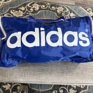 Vintage 90s ADIDAS Blue Duffle Bag - Gym - Sports - Travel - Workout - Soccer - Picture 1 of 17