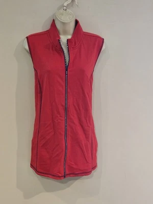 Sz Large Quacker Factory Red Sleeveless Zip Up Vest with Rhinestone Zipper NEW - Image 1 of 4