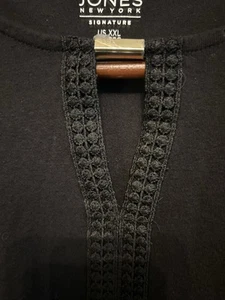 Jones New York Signature Shirt Damen Langarm Schwarz Silber 100% Baumwolle XXL - Bild 1 von 14