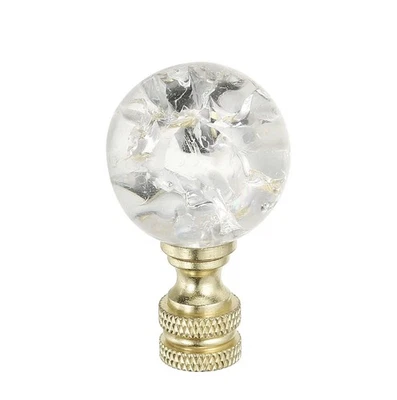 Perilla de tapa con acabado de lámpara 1/4-27, cristal transparente en forma de bola craquelada, dorado Foto 1 de 4