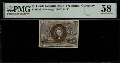 FR-1286 $0.25 Second Issue Fractional Currency - 25 Cents - PMG 58 - Image 1 of 2