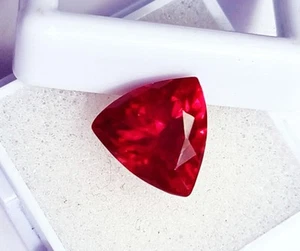 Natural Red Ruby Trillion Shape 6.70 Ct Certified Loose Gemstone With Free Gift - Picture 1 of 7