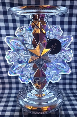 NEW Snowflake LED Light Up 3-Wick Candle Pedestal Bath & Body Works SHIPS FREE! - Image 1 of 3