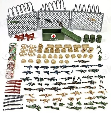 Paquete de armas de minifiguras militares para minifiguras Lego 136+ accesorios Foto 1 de 2