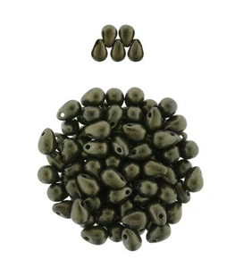 100 cuentas de lágrimas de vidrio checo gamuza verde oscuro metálico 6 mm limitadas - Imagen 1 de 1