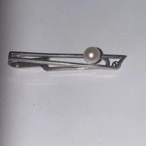 Autentico MIKIMOTO argento 7 mm originale perle Akoya fermacravatta clip - Foto 1 di 6