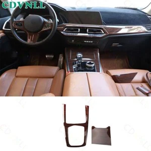 For BMW X5 G05 2019-2022 Brown Wood Grain Central Console Gear Shift Panel Cover - Picture 1 of 7