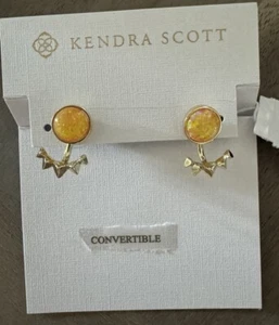 Kendra Scott Sienna Gold Tone Ear Jacket Earrings in Citrus Kyocera Opal Sun - Picture 1 of 4