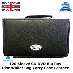 10 x 120 Sleeve CD DVD Blu Ray Disc Wallet Holder Bag Storage Carry Case Leather - Picture 1 of 3