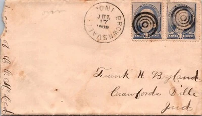 UNITED STATES 1889 POSTAL HISTORY COVER ADDR & CANC INDIANA - Image 1 of 2