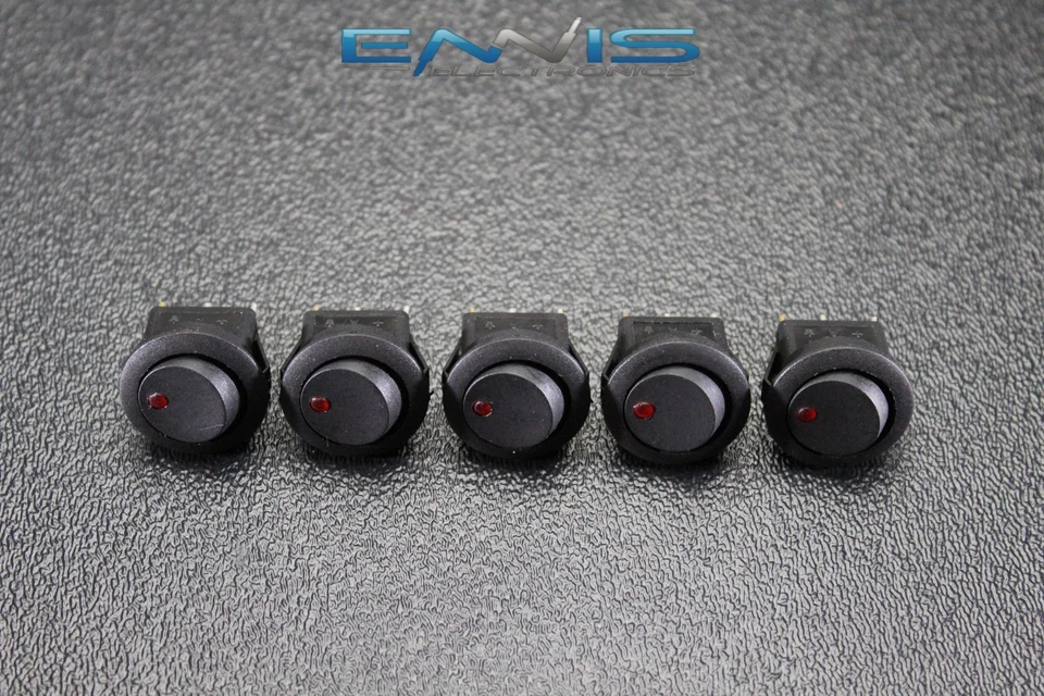 INTERRUPTOR BASCULANTE REDONDO 5 PIEZAS ORIFICIO DE MONTAJE 3/4 16 AMP 12V 3 PIN ROJO PALANCA LED IBRRSR Foto 1 de 4