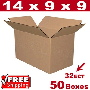 50 - 14x9x9 Cardboard Boxes Mailing Packing Shipping Box 32ECT Corrugated Carton - Picture 1 of 1