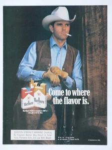 Marlboro Man Cowboy White Hat Blue Shirt Vintage 1986 Original Print Ad - Picture 1 of 3