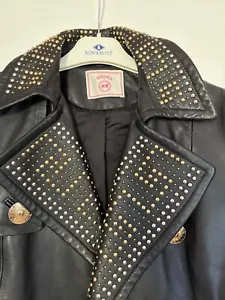 Versace For h&m Ledermantel Jacke Glitzer Nieten - Bild 1 von 9