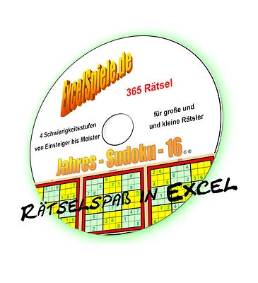 Jahres-Excel-SUDOKU 2016, Excel-Tool zum Rätseln - Bild 1 von 4