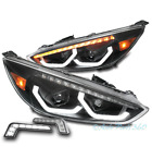 For 15-18 Ford Focus S SE ST LED Tube Projector Black Headlight Lamp+Bumper DRL