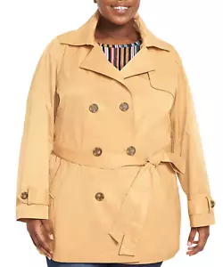 NEU LANE BRYANT GOLD KURZER TRENCHCOAT ZWEIREIHIGE JACKE GRÖSSE 28 - Bild 1 von 5