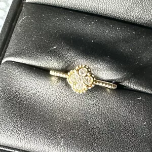 ESTATE .16CT DIAMOND 14KT YELLOW GOLD 3D ROUND CLASSIC FILIGREE LOVE RING - Picture 1 of 5
