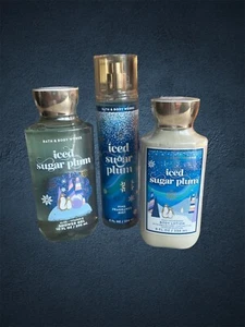 Bath & Body Works ICED SUGAR PLUM 3 pc. Set Mist, Shower Gel, Lotion - Picture 1 of 1