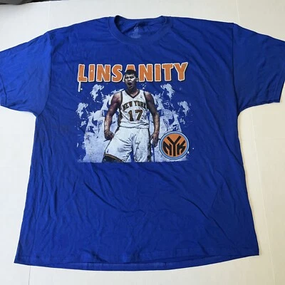 Camisa Oficial NBA New York City NYC Knicks Jeremy Lin 'LINSANITY' XL Azul Nueva Sin Etiquetas Foto 1 de 4