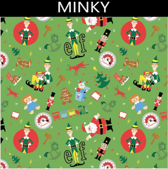 Warner Bros. Elf Play Time Camurça Minky Verde 58" Tecido por Jarda - Imagem 1 de 1