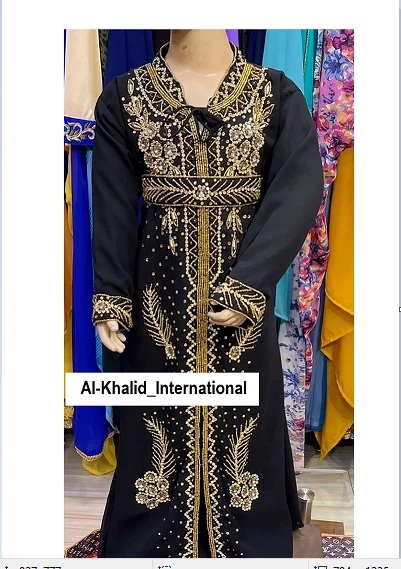 Vestido de Noiva Preto Kaftan Meninas Georgette Crianças Ramadã Marroquino Especial Dubai - Imagem 1 de 3