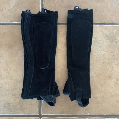 PERRI'S Riding Apparel Adult Small Half Chaps Black Cow Split Suede NEW - Image 1 of 4