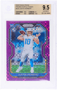 2020 Panini Prizm #325 Justin Herbert Purple Power Prizm /49 BGS 9.5 Rookie RC