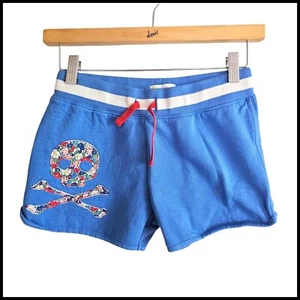 Mini Boden Floral Skull Applique Shorts Casual Comfy Blue 11 Years - Picture 1 of 5