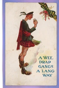 1919 SCOTSMAN IN A KILT HAVING A WEE DRAM WHISKY PUB BEER ALE HUMOUR POSTCARD - Picture 1 of 2
