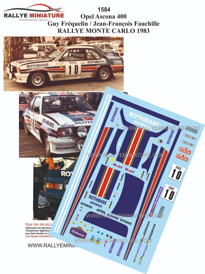 DECALS 1/43 REF 1584 OPEL ASCONA FREQUELIN RALLYE MONTE CARLO 1983 WRC RALLY - Bild 1 von 1