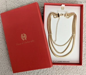 Layered Snake Chain Gold Necklace House Of Harlow 1960 Original Box 14"+4" - Imagen 1 de 9