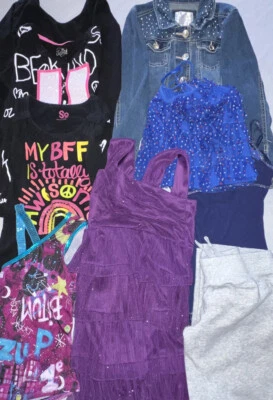 Girls 9pc Clothing Bundle Size 6-8 - Justice - SO - Jean Jacket - Tanks - Image 1 of 4